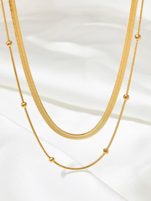 18K Gold Plated Stainless Steel Snake Bone Chain Multi Strand Necklace