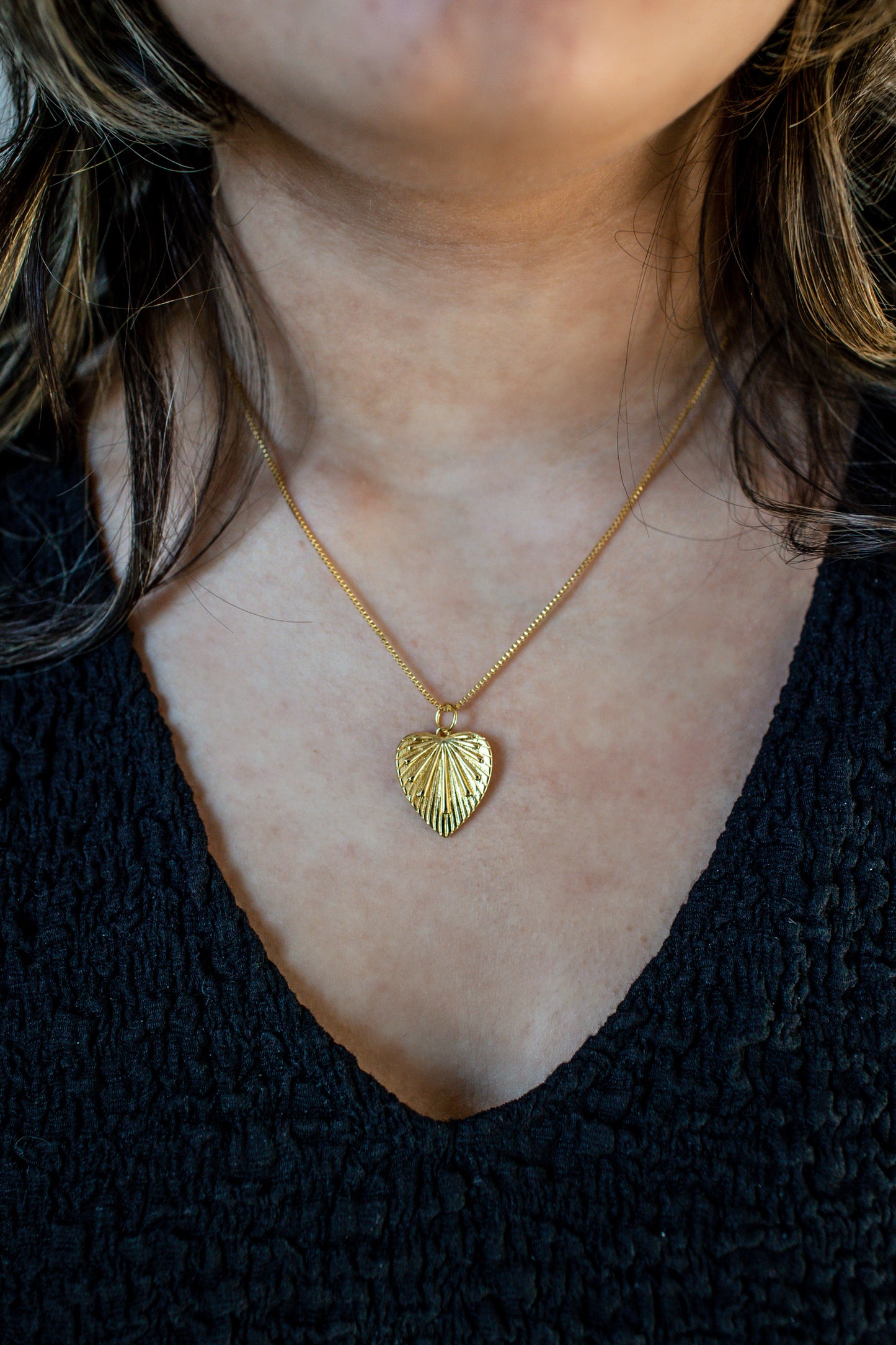18K Gold Filled Heart Pendant on a Box Chain