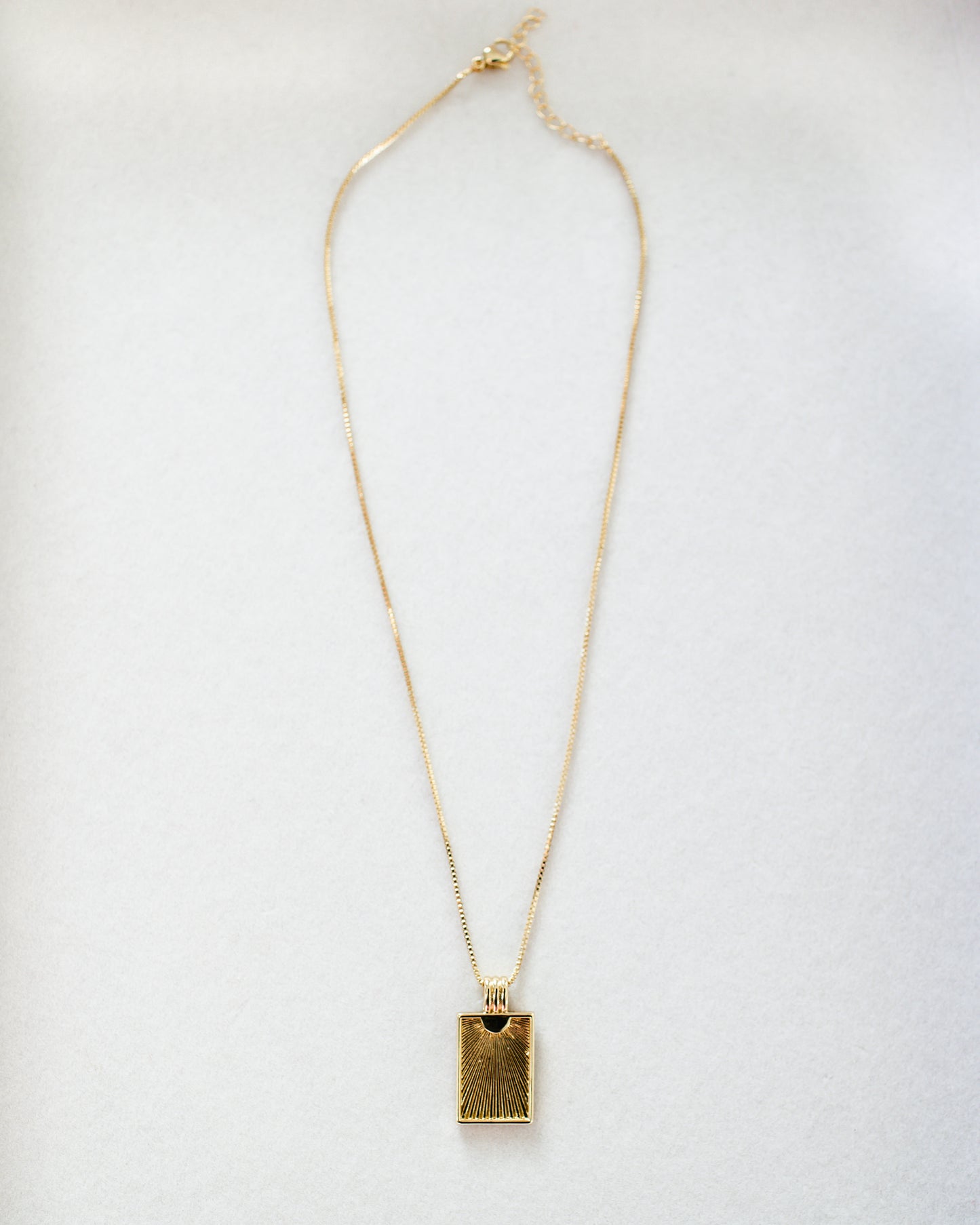 18K Gold Filled Rectangle Sun Ray Necklace