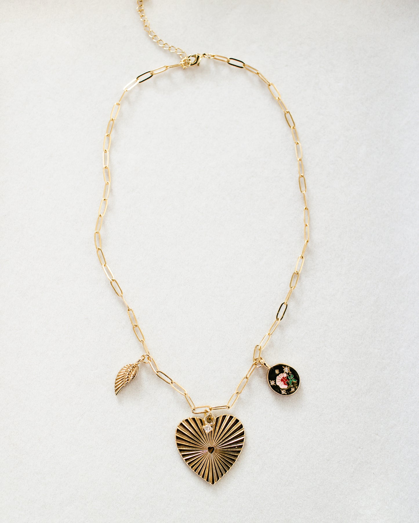 18K Gold Filled Large Heart Charm Necklace