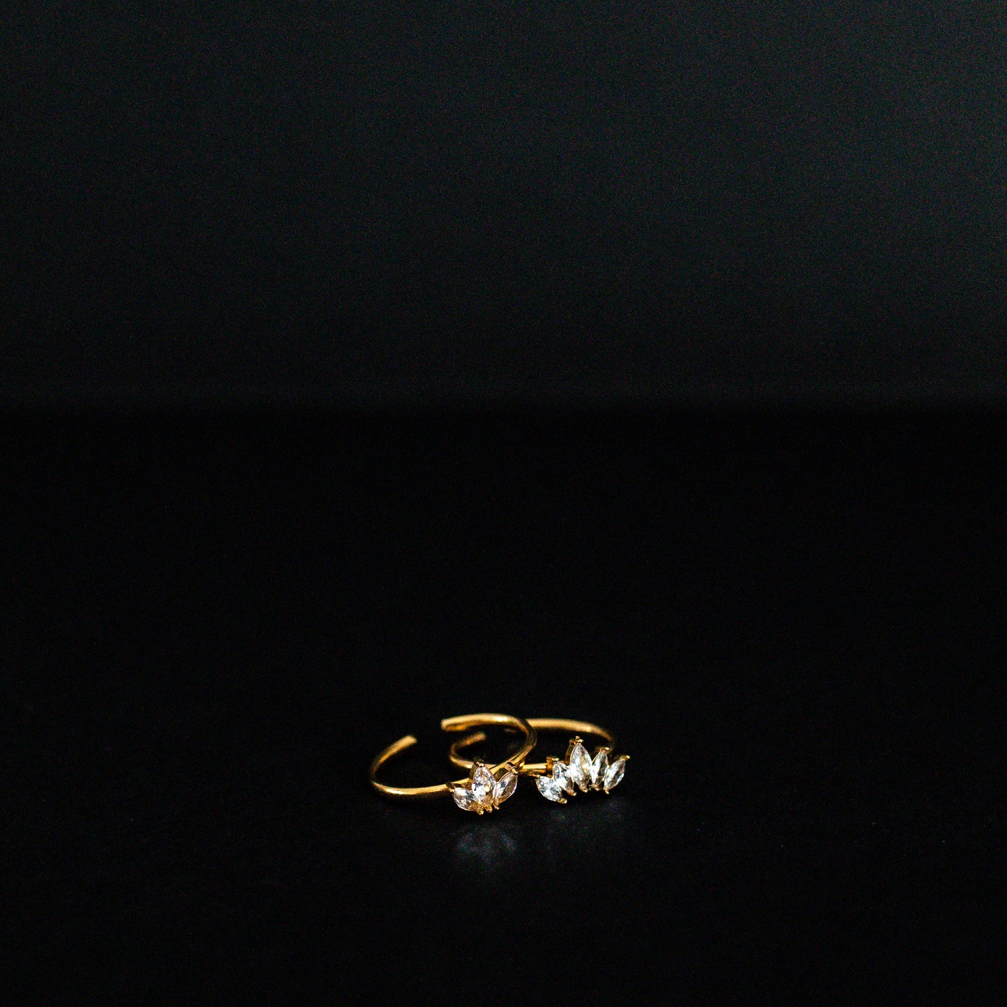 18K Gold Plated Stainless Steel Zircon Stone Crown Ring Set