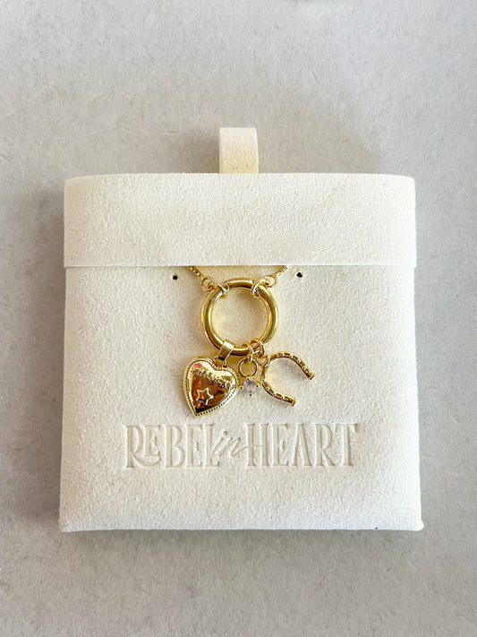 Lucky Heart 18K Gold Filled Carabiner Necklace
