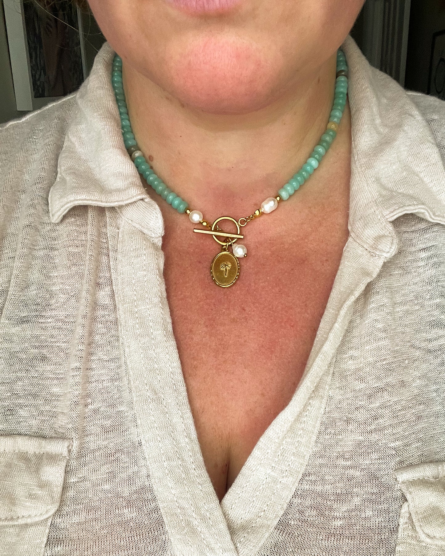 💧 Summer Palm Beaded Toggle Necklace