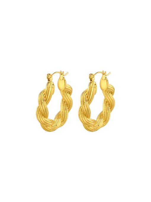 18K Gold Plated Stainless Steel Braided Huggie Earrings