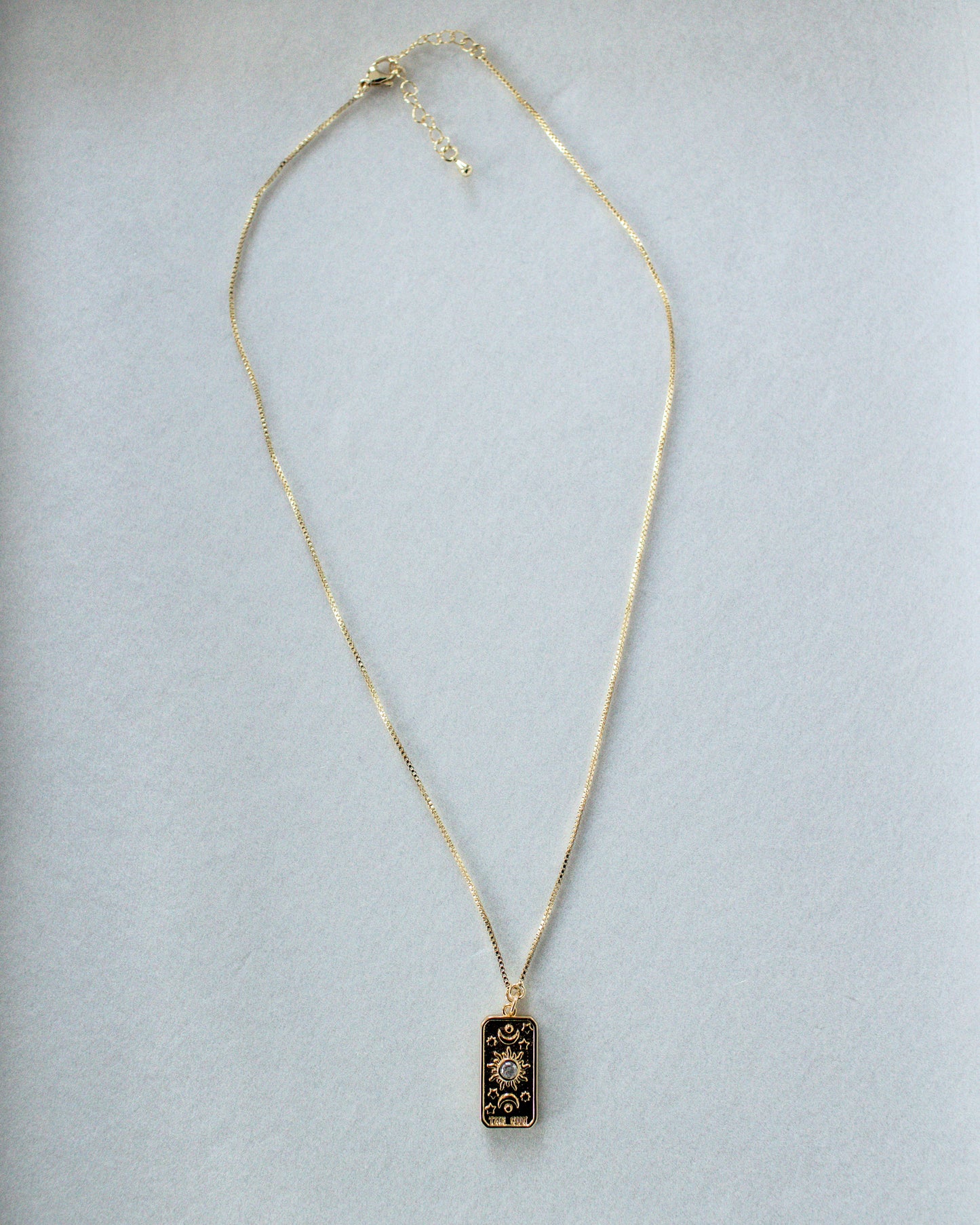 18K Gold Filled 'The Sun' Tarot Card Pendant Necklace