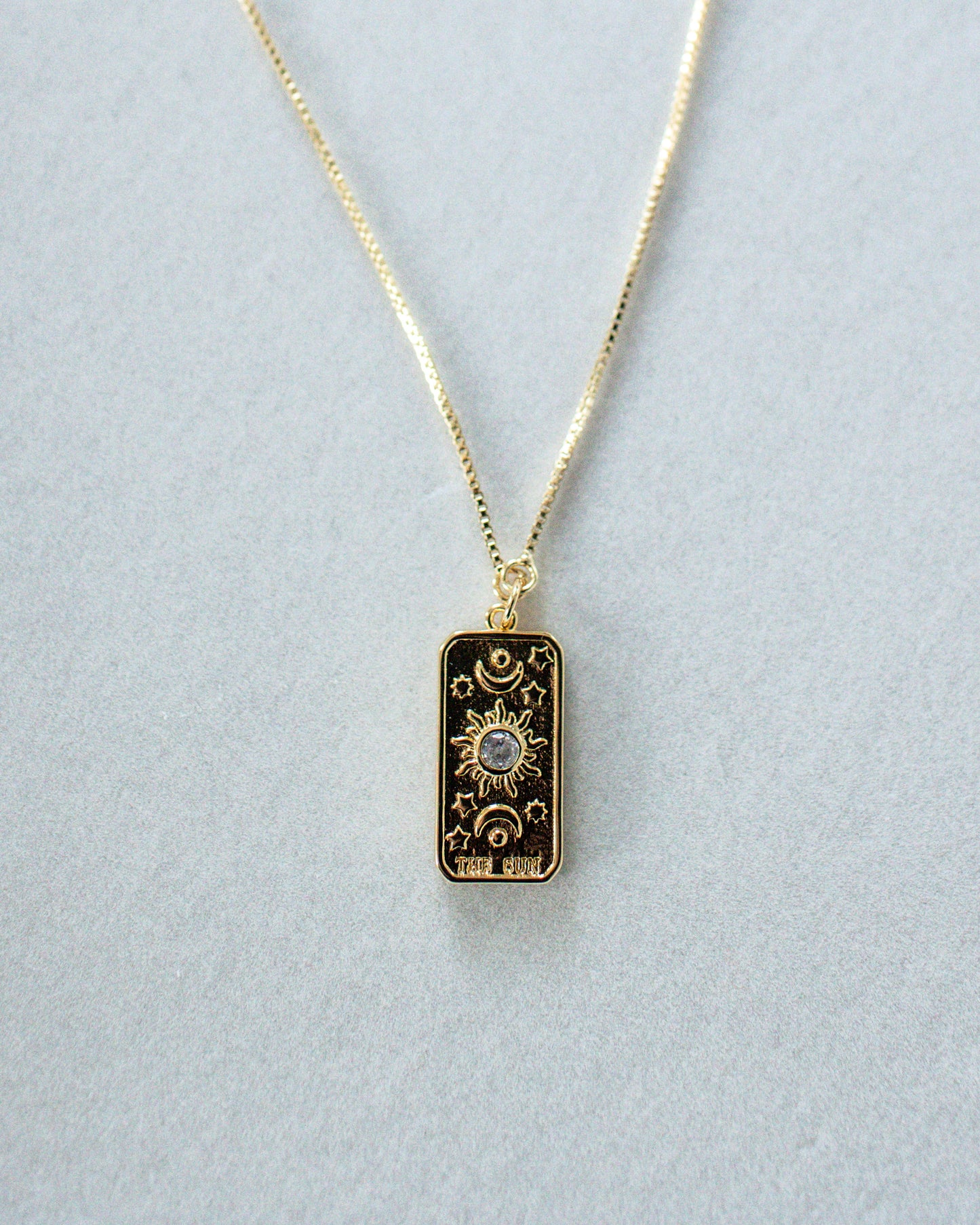 18K Gold Filled 'The Sun' Tarot Card Pendant Necklace