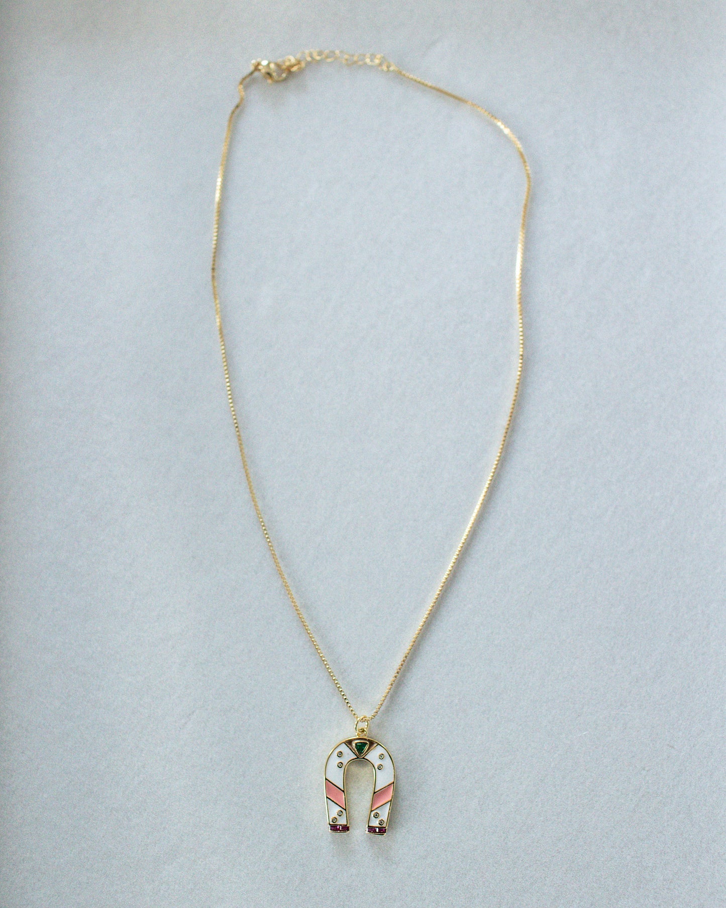 Colorful 18K Gold Filled & Acrylic Horseshoe Pendant Necklace