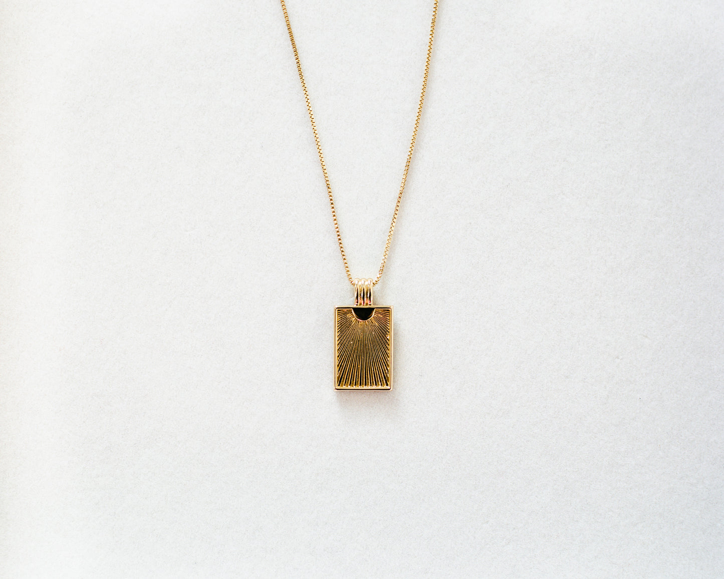 18K Gold Filled Rectangle Sun Ray Necklace
