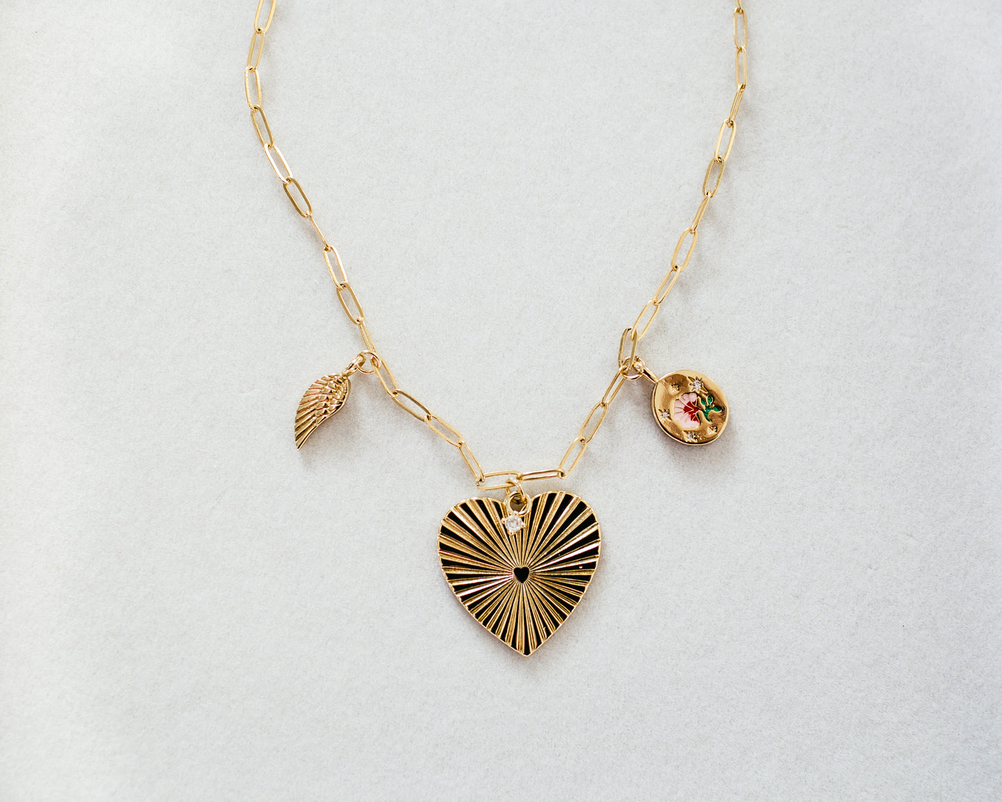 18K Gold Filled Large Heart Charm Necklace