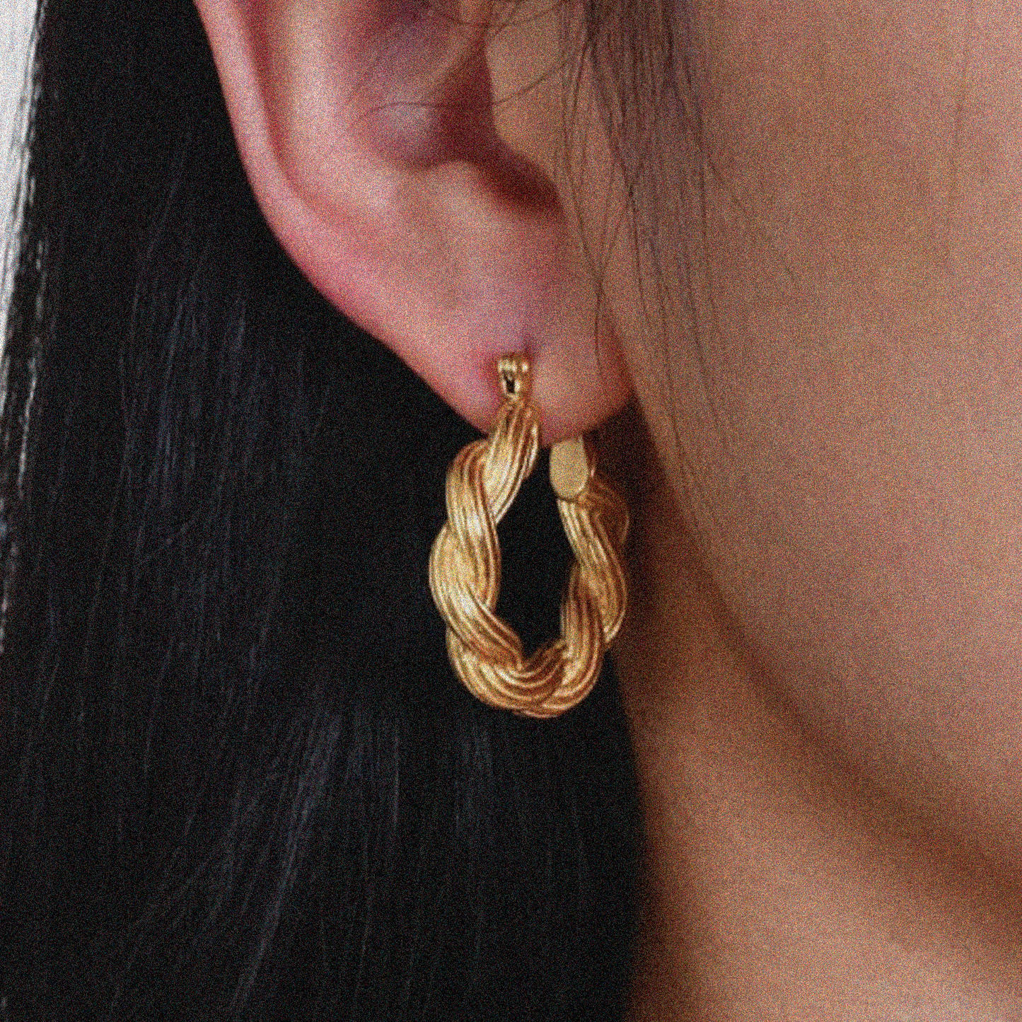 18K Gold Plated Stainless Steel Braided Huggie Earrings