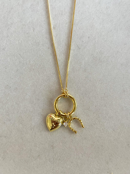 Lucky Heart 18K Gold Filled Carabiner Necklace