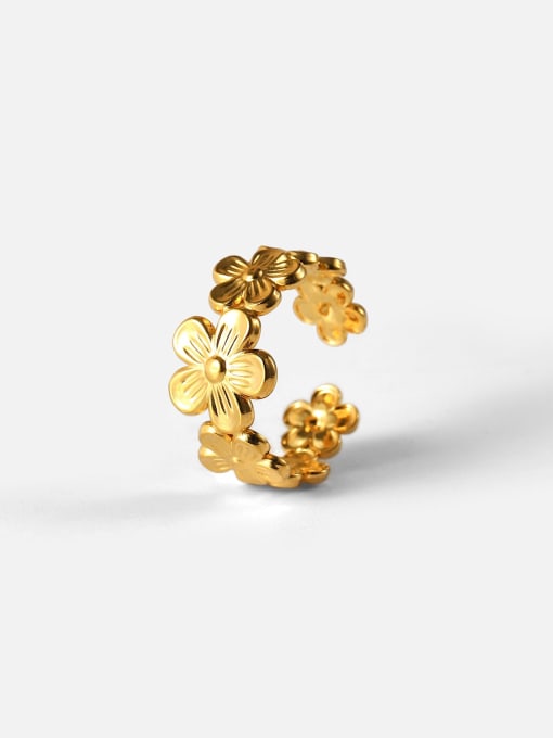 18K Gold Plated Stainless Steel Flower Ring