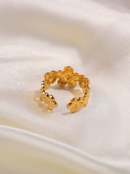 18K Gold Plated Stainless Steel Flower Ring