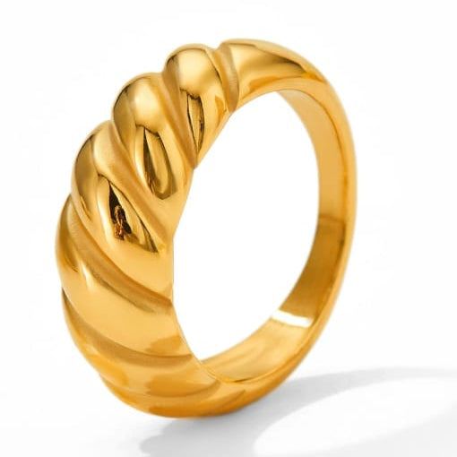 18K Gold Plated Stainless Steel Croissant Ring