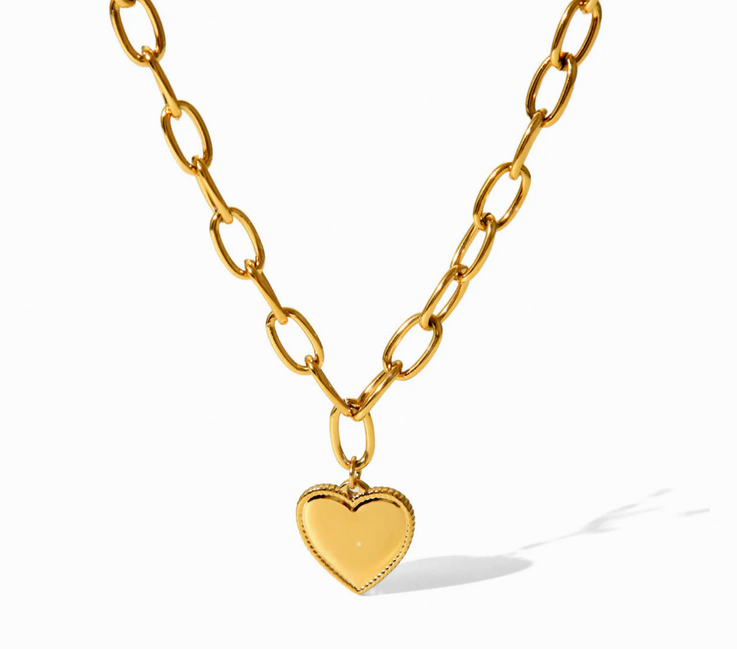 18K Gold Plated Stainless Steel - Chain Heart Necklace