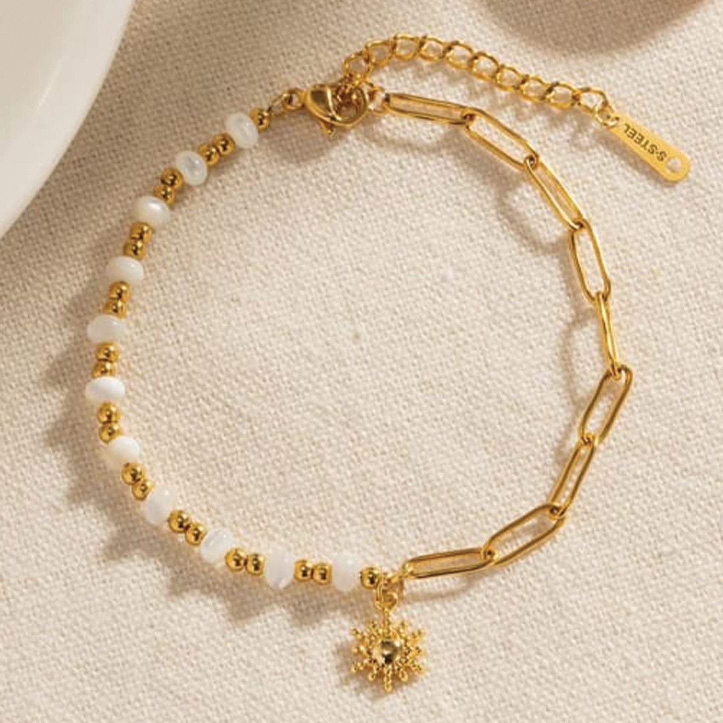 18K Gold Plated Stainless Steel Beaded Bracelet