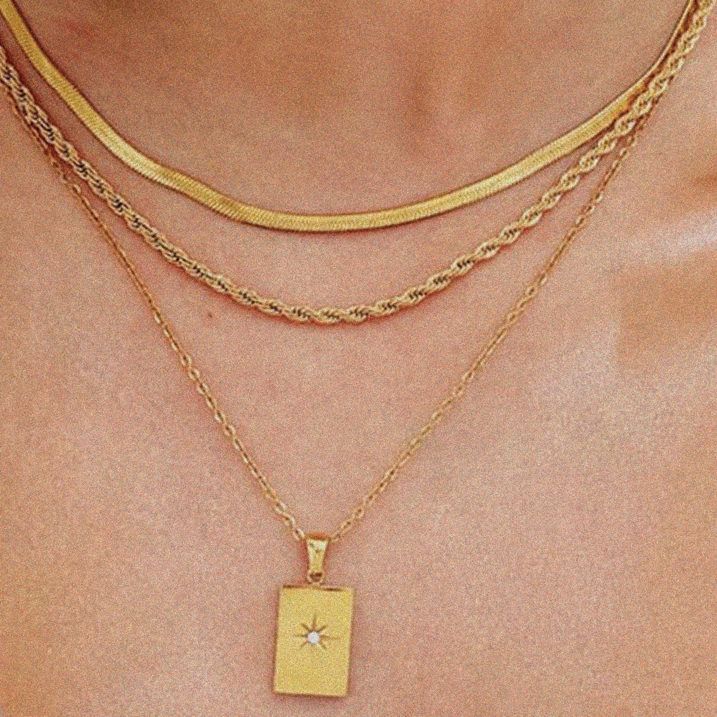 18K Gold Plated Stainless Steel Multi-Strand Necklace