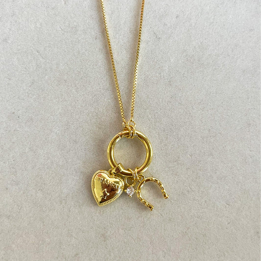 Lucky Heart 18K Gold Filled Carabiner Necklace
