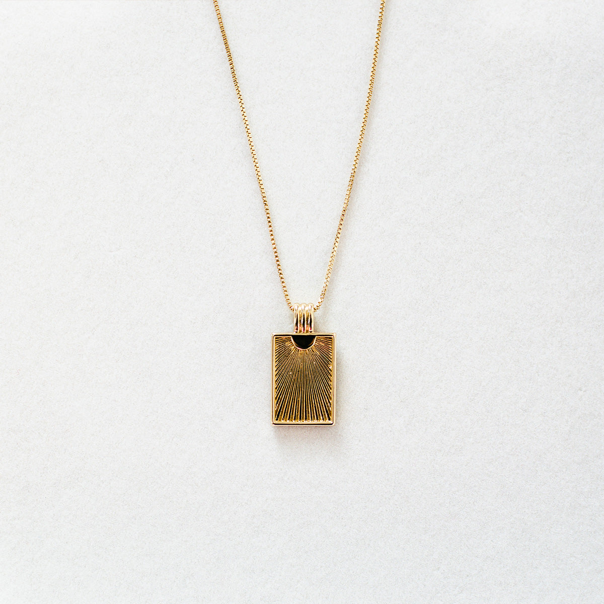 18K Gold Filled Rectangle Sun Ray Necklace