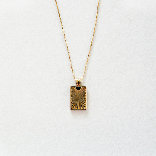 18K Gold Filled Rectangle Sun Ray Necklace