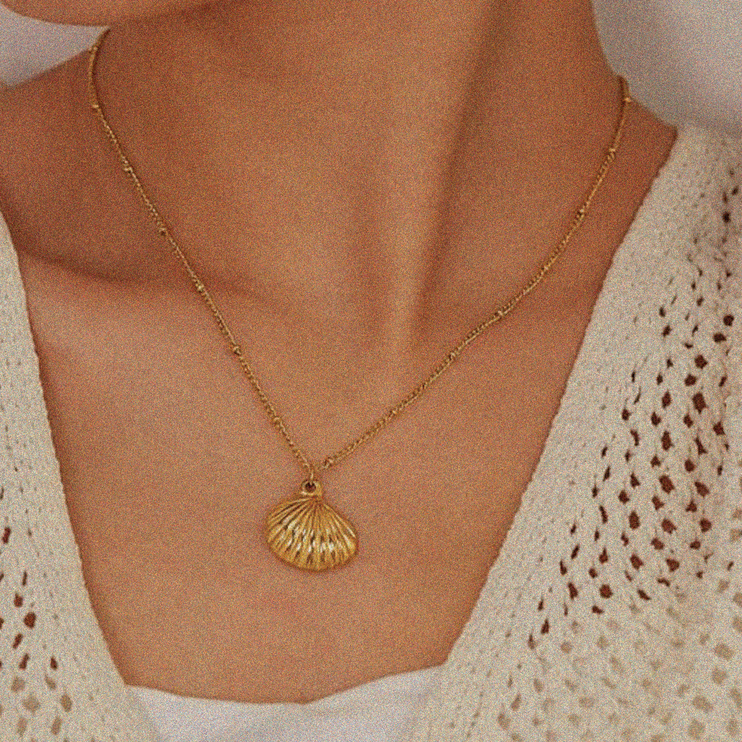 18K Gold Plated Stainless Steel Sea Shell Necklace